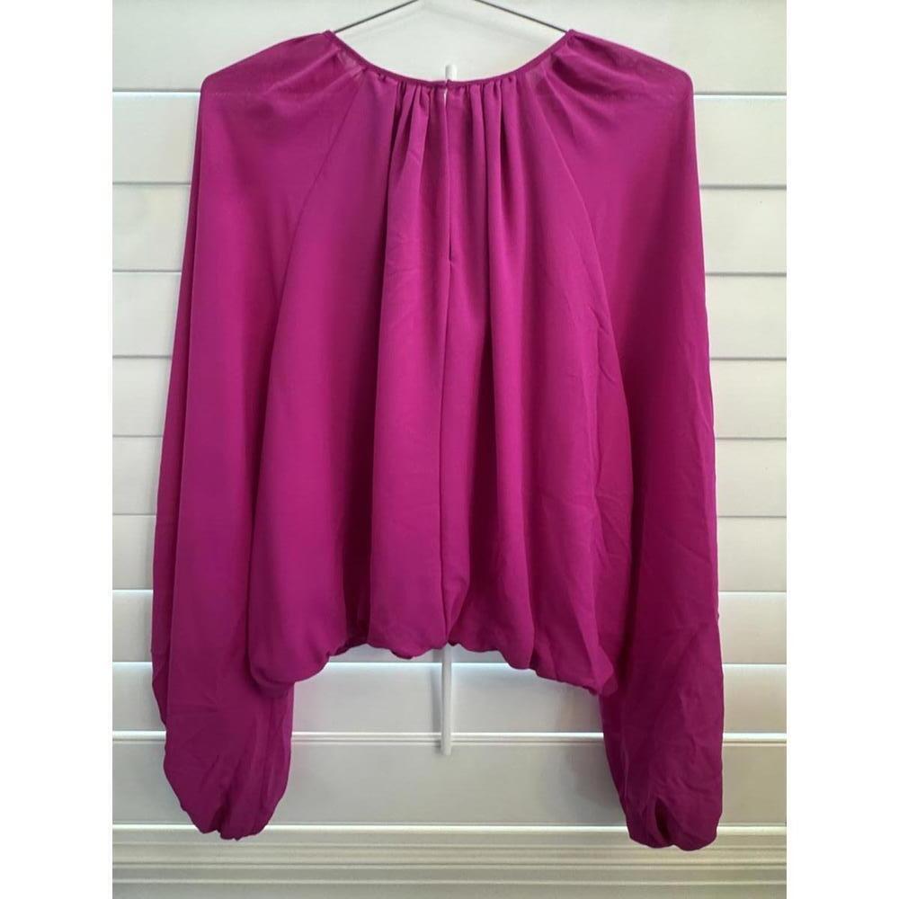 Amanda Uprichard long sleeve top with sheer sleeves and balloon hem size Large - Picture 7 of 8